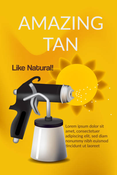 вектор загар спрей машина дизайн концепции - spray tan body human skin stock illustrations