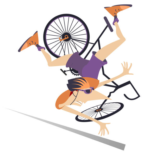 Cyclist Falling Down From The Bicycle Isolated Illustration Stock  Illustration - Download Image Now - iStock