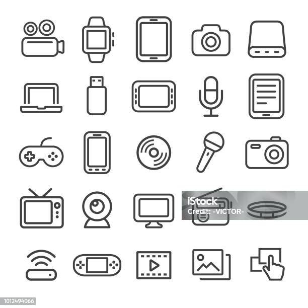 Multimedia Icons Smart Line Series Stock Illustration - Download Image Now - Icon Symbol, Home Video Camera, Camera - Photographic Equipment