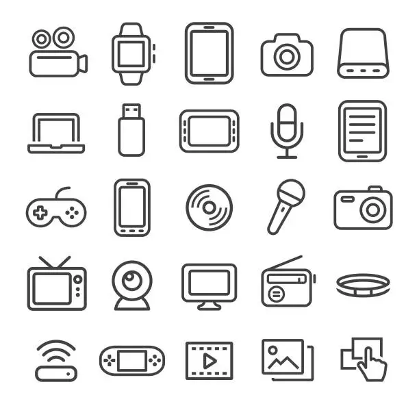 Vector illustration of Multimedia Icons - Smart Line Series