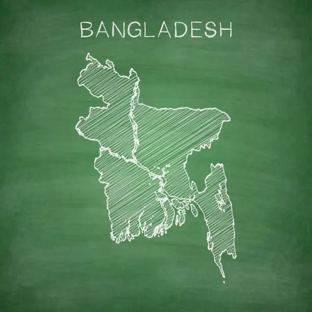 Vector illustration of Bangladesh map drawn on chalkboard - Blackboard