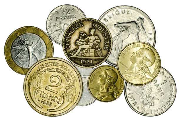 Different French coins. stock photo