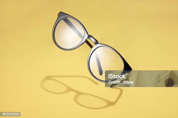 Flying Black Glasses Stock Photo - Download Image Now - Eyeglasses, Eyewear, Lens - Optical Instrument