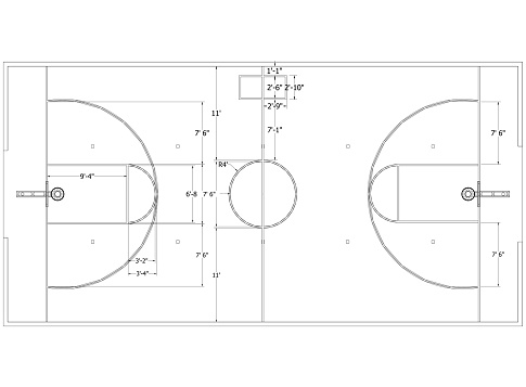 basketball court Architect Blueprint - isolated