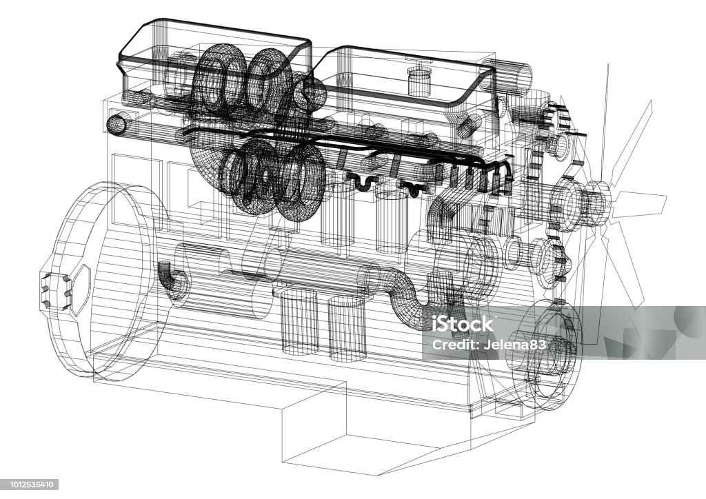 Engine Pre Design Engine Design Architect Blueprint Isolated Stock Photo - Download Image ...