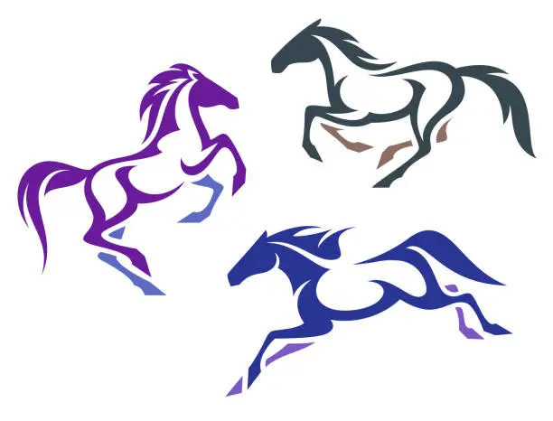 Vector illustration of Stylized Horses