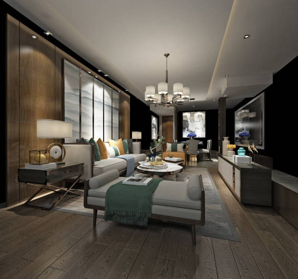 istock 3d render of modern luxury living room 1012552310