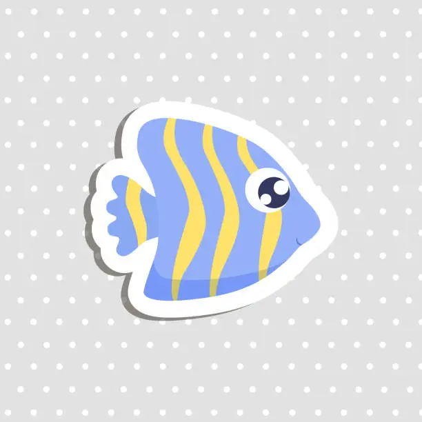Vector illustration of Cute fish sticker vector illustration.