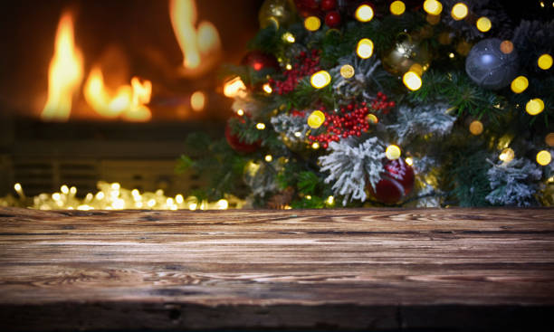 istock Beautiful decorated fireplace and Christmas tree 1012570316