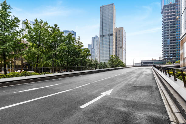 istock empty highway with cityscape and skyline of chengdu,China. 1012574072