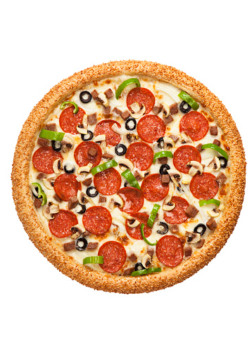 Pepperoni Pizza isolated on white background (with clipping path)