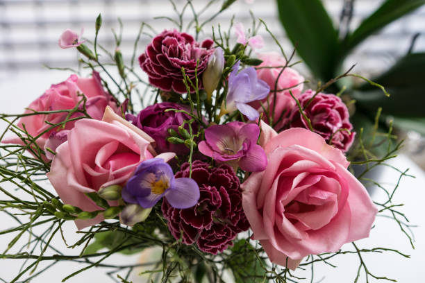 istock pink rose flower bouguet close up view 1012602422