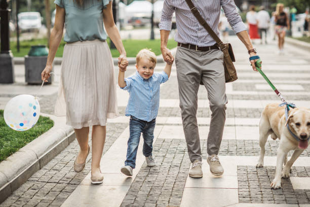 istock Family walking dog 1012622756