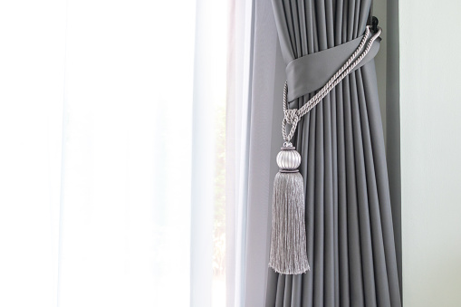 Rope curtain, gray curtain With white light curtain