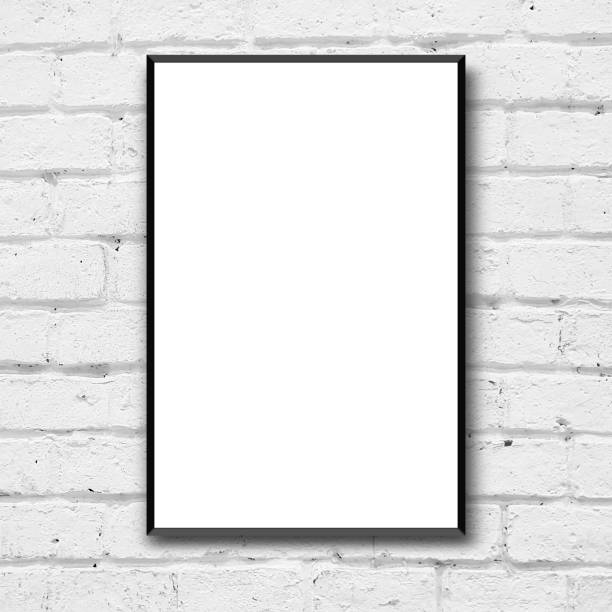 istock mock up poster frame on white brick pattern stucco background texture for design and decorate interior concept 1012648304