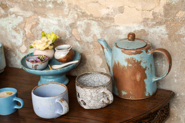 istock handmade teapot and cups ceramic porcelain set 1012651994