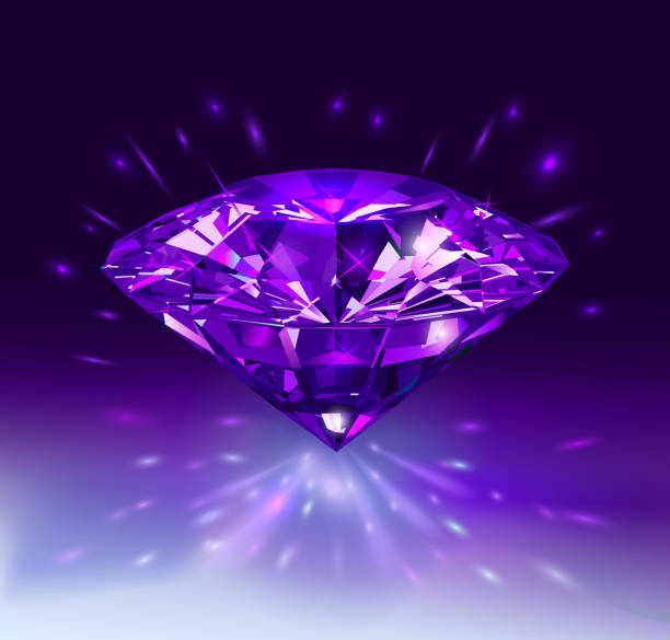 istock Beautiful purple gemstone isolated on bright purple background. Vector illustration. 1012655182