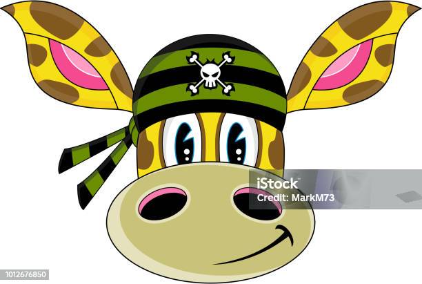 Cute Cartoon Giraffe Bandana Pirate Stock Illustration - Download Image Now - Animal, Bandana, Cartoon