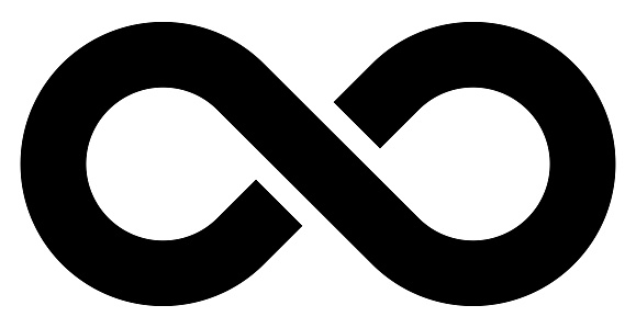 infinity symbol black - simple with discontinuation - isolated - vector illustration