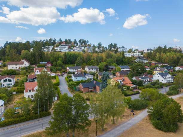 istock Flying over villa area, Edsviken, Sollentuna, Stockholm 1012702150