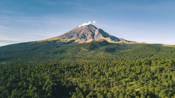 popocatepetl volcano popocatepetl volcano over forest popocatepetl volcano photos stock pictures, royalty-free photos & images