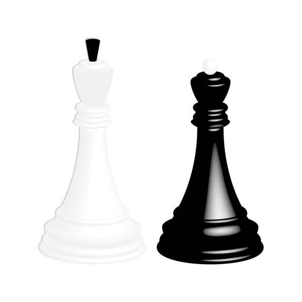istock A realistic white chess king and a black chess queen. Isolated on white background. 1012719074