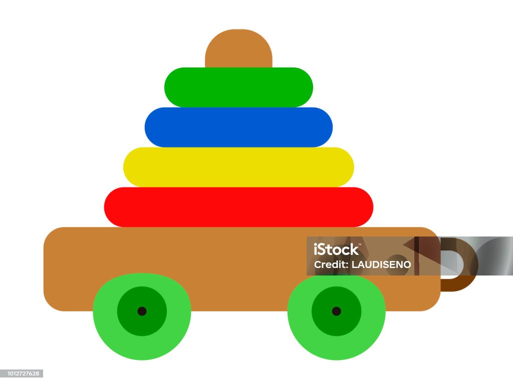 Toy Cartoon Stack Isolated Stack Toy With Wheels Stock Illustration - Download Image Now ...
