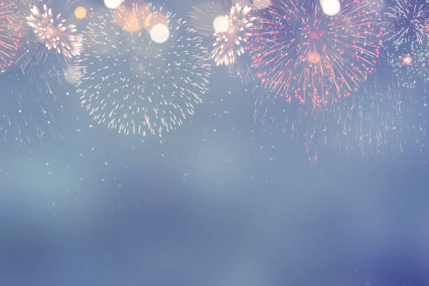 istock Fireworks at New Year and copy space - abstract holiday background 1012732922