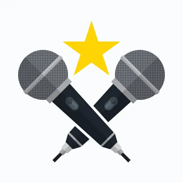 Vector illustration of Karaoke Party theme with microphones