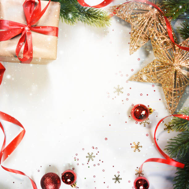 istock Christmas background with branch and ornaments 1012733292
