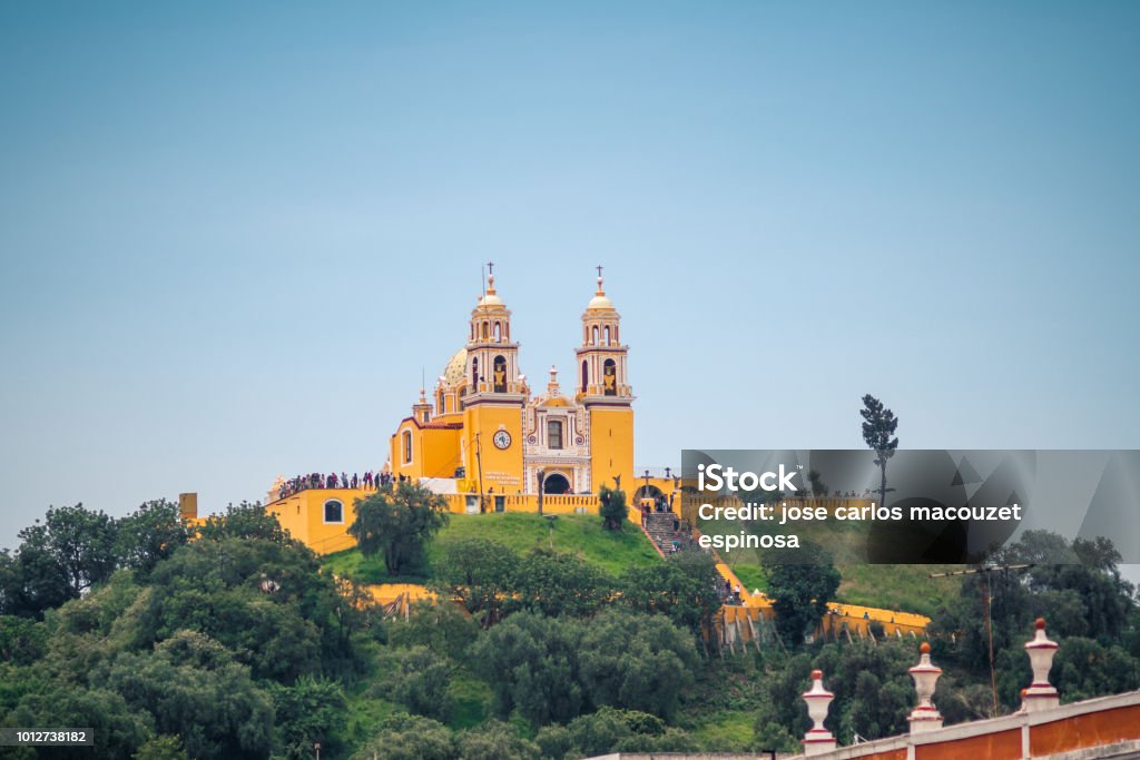 Cholula church Cholula church at the top of an ancient pyramid Puebla State Stock Photo