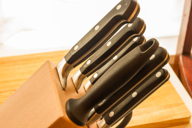 istock Set of five cook’s knives in block. 1012740578
