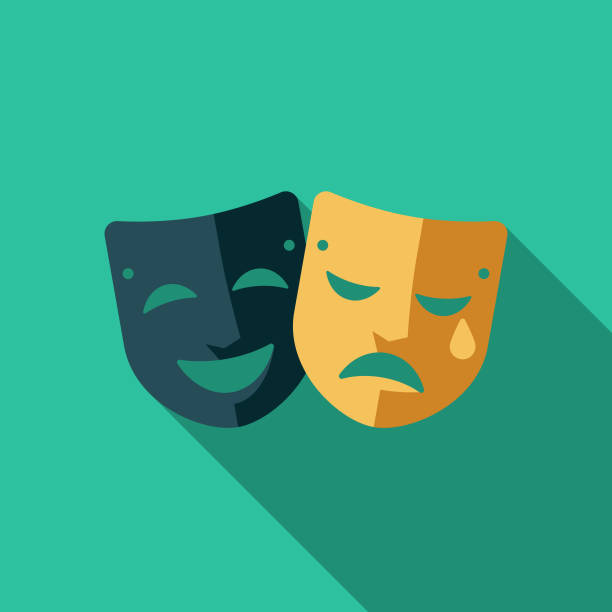 Theatre Flat Design United Kingdom Icon A flat design United Kingdom themed icon with a long side shadow. Color swatches are global so it’s easy to edit and change the colors. mask disguise illustrations stock illustrations