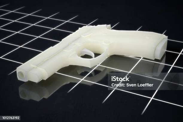 3d Printed Gun Pistol Manufactured Using Flm And Sla Processes 3d Illustration Stock Photo - Download Image Now