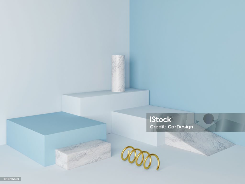 Marble  podium minimal  wall scene Marble  podium minimal  wall scene 3d rendering, 3d illustration Abstract Stock Photo