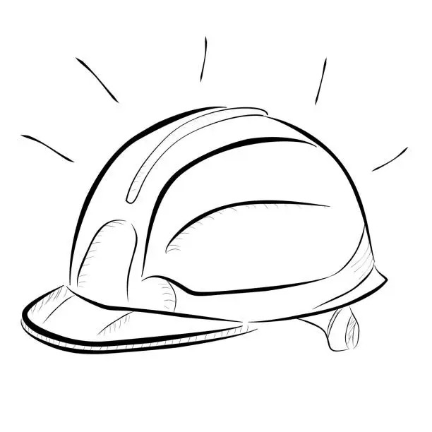 Vector illustration of hand draw sketch of safety helmet