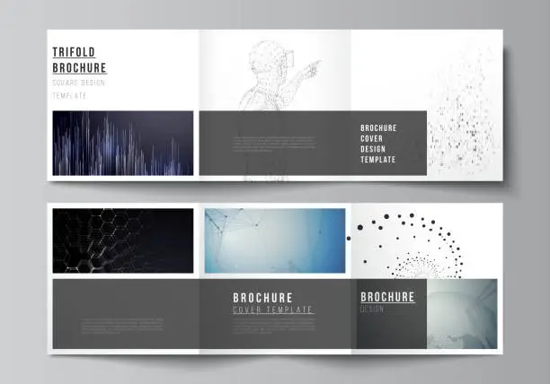 Vector illustration of The minimal vector editable layout of square format covers design templates for trifold brochure, flyer, magazine. Technology, science, future concept abstract futuristic backgrounds