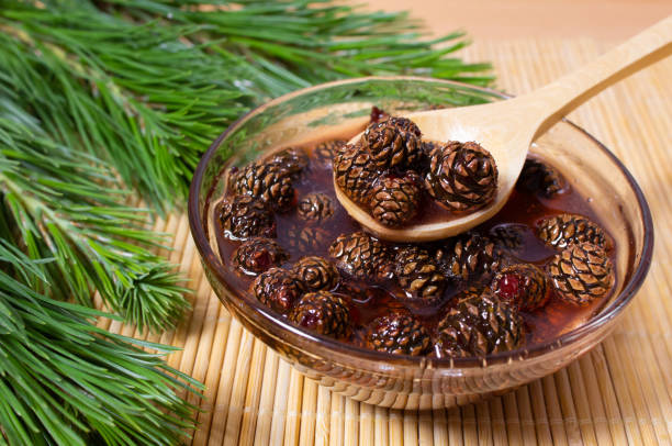 istock Pine cones jelly on wooden background 1012790810