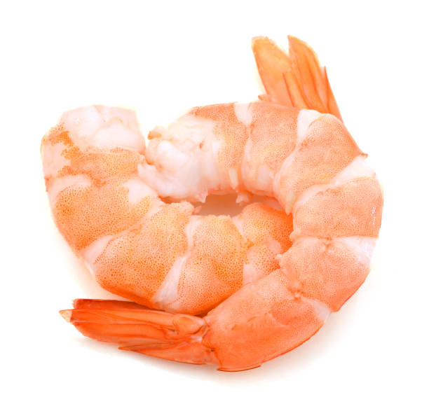istock Two cooked unshelled tiger shrimps isolated on white 1012799190