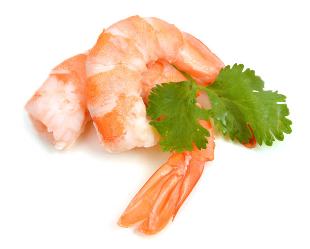 istock Two cooked unshelled tiger shrimps isolated on white 1012802186