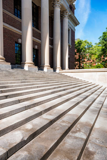 Harvard Widener Library Boston, Massachusetts, USA - July 21, 2018: Widener Library on Harvard Campus in Cambridge. harvard university library stock pictures, royalty-free photos & images