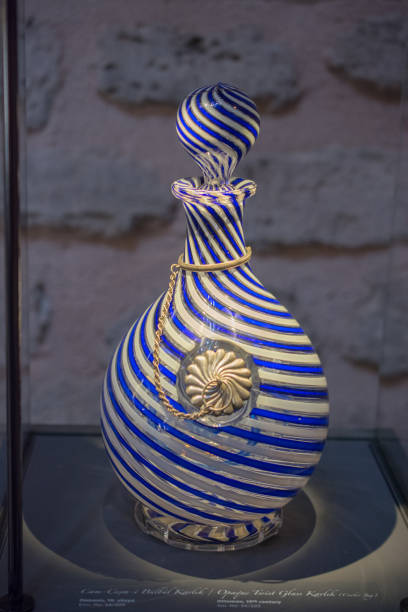 Very old style glass ewer water jar in view