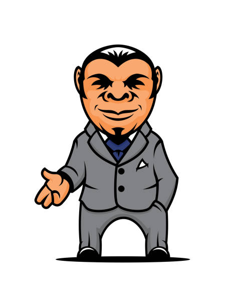 mann im anzug. charakter der unternehmer, banker, manager, büroangestellter oder gangster - liar dishonesty costume men stock-grafiken, -clipart, -cartoons und -symbole