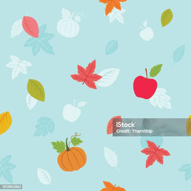 Fall Pattern Background Blue Autumn Pattern Blue Stock Illustration - Download Image Now - Apple ...