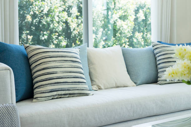 istock beach blue cushion and sofa of coastal home 1012860340