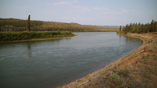 Stewart river on Klondike Highway in Yukon