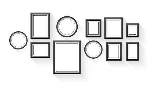 Vector illustration of Vector blank picture frame set isolated on white background