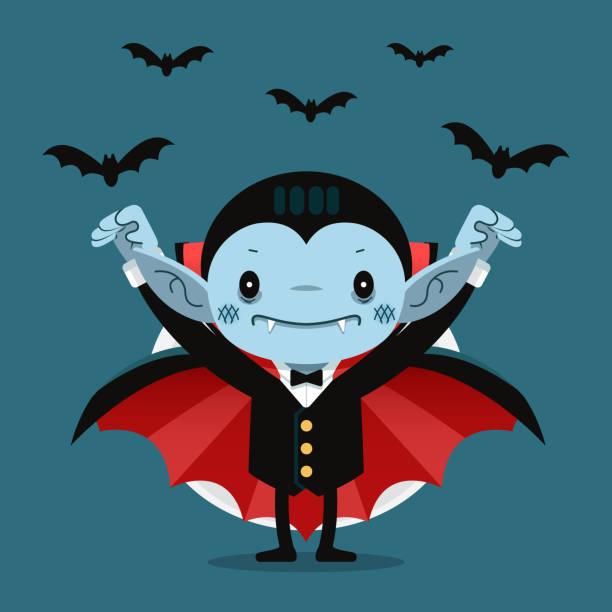illustrations, cliparts, dessins animés et icônes de dessin animé mignon petit dracula souriant - holiday clip art spooky halloween