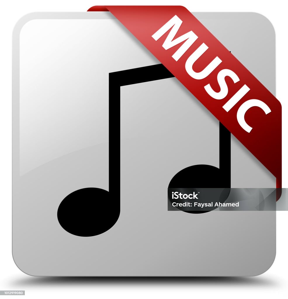 Music Ribbon Icons Music White Square Button Red Ribbon In Corner Stock Illustration ...