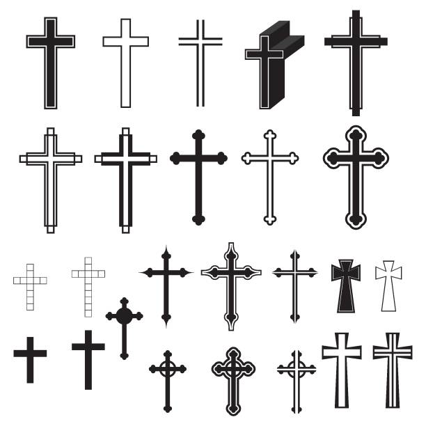 illustrations, cliparts, dessins animés et icônes de christian cross croix latine icône sur fond illustration vectorielle - croix